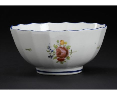 A CALCUT POLYCHROME FLUTED SLOP BASIN, C1794-96 15cm diam Provenance: Godden Reference Collection. ++In fine condition No Res