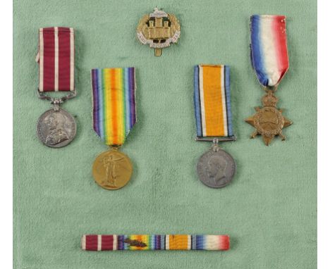 WORLD WAR ONE, GROUP OF FOUR 1914-15 Star, British War Medal, Victory Medal and Army Meritorious Service Medal, Immediate Awa