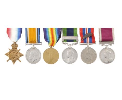 WORLD WAR ONE, GROUP OF FIVE 1914 Star, British War Medal, Victory Medal, India General Service Medal, one clasp, North West 