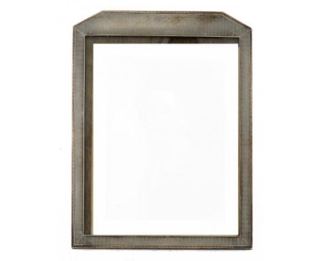 A GEORGE V SILVER PHOTOGRAPH FRAME engine turned, backed on oak, 30 x 23.5cm, by E Mander Ltd, Birmingham 1930 ++In good cond