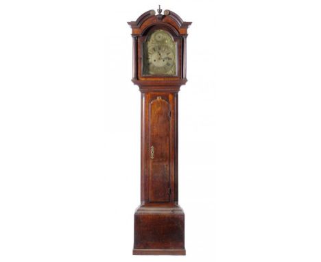 A GEORGE III OAK EIGHT DAY LONGCASE CLOCK the breakarched brass dial engraved on the chapter ring Edward Newton Grantham, hav