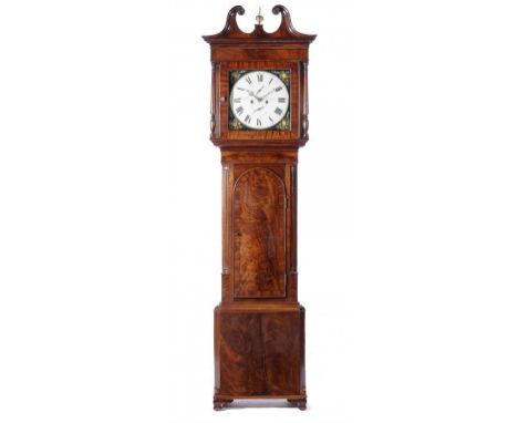 A VICTORIAN MAHOGANY EIGHT DAY LONGCASE CLOCK, C1840 the painted black ground dial inscribed W Preston Lancaster, in figured 