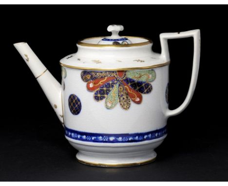 AN INTERESTING COALPORT FAN PATTERN TEAPOT AND COVER, 1800-14 155cm h, mock Oriental mark Provenance: Stockspring Antiques. A