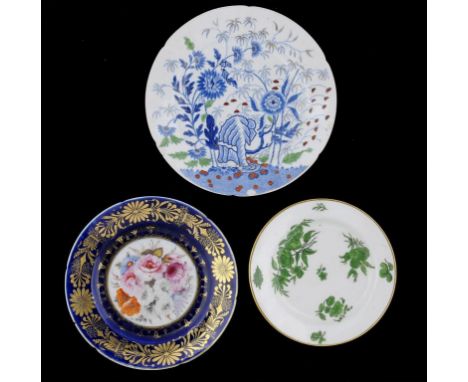 THREE COALPORT PLATES, 1800-14 8.4-14cm diam The Elephant Rock print has been seen on Prow shape pieces. See 1970/81, plt 86 