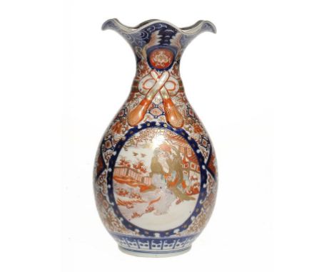 A JAPANESE IMARI SACK SHAPED VASE, MEIJI 38cm h ++In good condition with localised wear to gilding, mainly confined to the mo