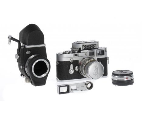 A LEICA M3 CAMERA SERIAL NO 1034042, C1961 with Leitz Summicron f2 50mm lens, lens cap and Leica meter in makers leather erc,