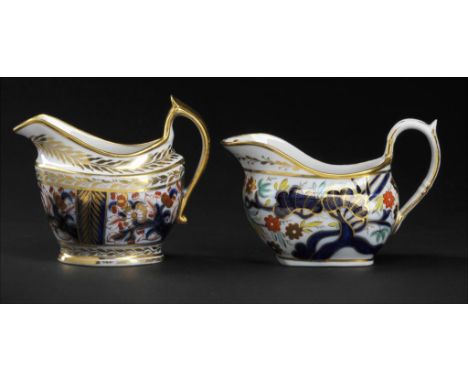 TWO COALPORT JAPAN PATTERN CREAM JUGS, C1800-14 one in pattern 756, 10 and 11.5cm h Provenance: (pattern 576 jug) J Midgeley,