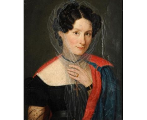 SWISS SCHOOL, 1826 PORTRAIT OF A LADY bust length, signed and inscribed verso Peint par Eight Vevey and dated, oil on canvas,