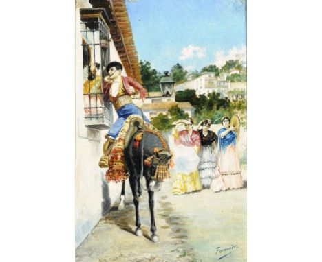 SPANISH SCHOOL, LATE 19TH C THE TORERO signed Fernandez, oil on panel, 28.5 x 18.5cm ++The varnish requiring a light clean bu