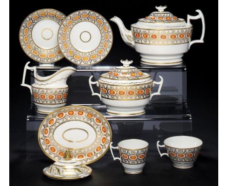 A COALPORT PART TEA SERVICE OF PATTERN 707 AND A COALPORT COVER, C1800-14 (11) The untypical shape has been seen with three d