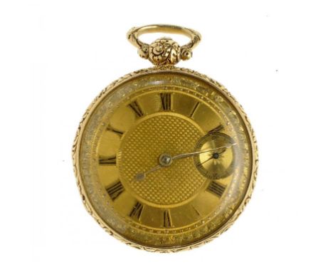 AN ENGLISH 18CT GOLD LEVER WATCH, CHARLES HARDEN FLEET ST LONDON NO 6163 the movement with gold balance and engine turned dia