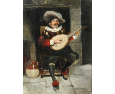 BRITISH SCHOOL, LATE 19TH C A QUIET PIPE; A MERRY TUNE a pair, both bear signature, oil on canvas, 39 x 29cm (2) ++Both undam