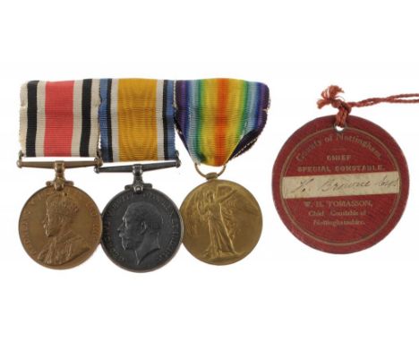 WORLD WAR ONE, GROUP OF THREE British War Medal, Victory Medal and Special Constabulary Long Service Medal, GV, H BROWNE B R 