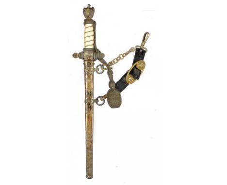 A GERMAN THIRD REICH KRIEGSMARINE OFFICER'S DAGGER AND SHEATH BY CARL EICKHORN etched blade, portepee and hangers ++Much orig