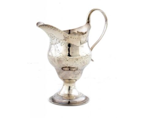 A GEORGE III SILVER ENGRAVED OGEE CREAM JUG crested, 12cm h, by Samuel Meriton, London 1786, 2ozs 10dwts ++Light wear to the 