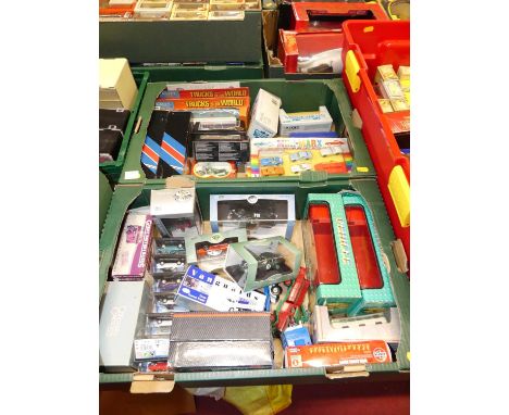 Two trays containing a quantity of boxed modern issue diecast to include Corgi Motorsport Austin A35 set, Vanguards Co-op Tha