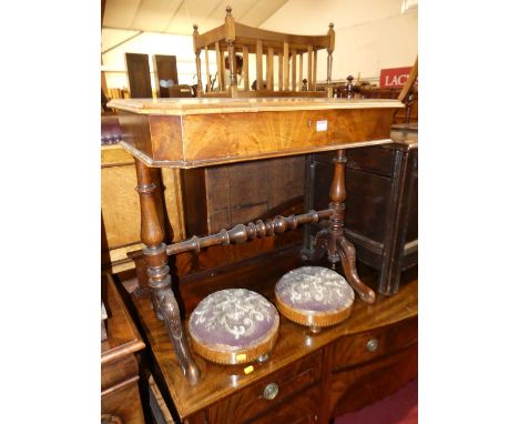 A Victorian figured walnut chessboard top inlaid hinge topped games table, having compartmentalised interior and raised on tu