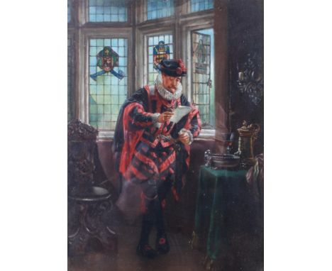 19th Century School, portrait of Sir Johns Warwick 1642 Summoned to the King's aid, titled verso, oil on panel, indistinctly 