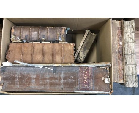 LEATHER BOUND BIBLES and OTHER RELIGIOUS BOOKS. All are to some extent A/F, but interesting. The largest is 'The most Superb 