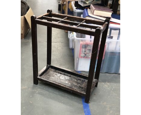 An oak stick stand with drip tray, 50x25x61cmH 