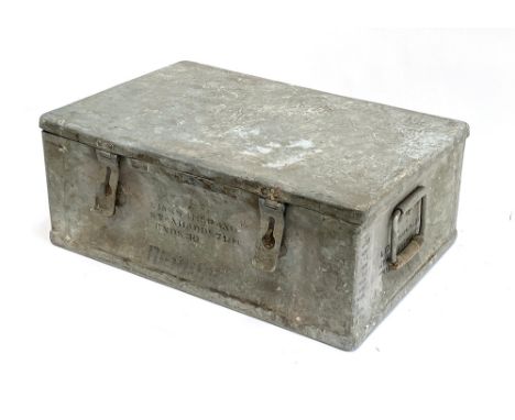 A galvanised ammunition box, 52cmW 