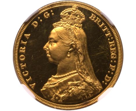 UNITED KINGDOM. Victoria, 1837-1901. Gold sovereign, 1887. London. Proof First legend. Crowned and veiled Jubilee bust facing