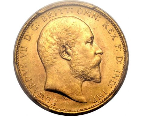 AUSTRALIA. Edward VII, 1901-10. Gold sovereign, 1902 M. Melbourne. Bare head right, DeS. below; EDWARDVS VII D: G: BRITT: OMN