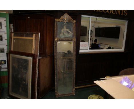 Reproduction continental gilt framed full length mirror with portrait to upper section, 207 cm high