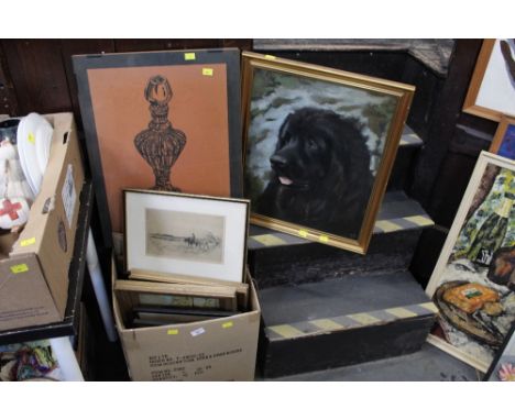 Box of mixed prints, photographic portrait etc