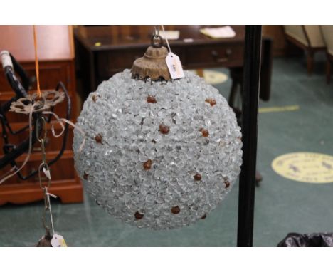 Clear and amber glass ceiling light fitting, +/- 28 cm.