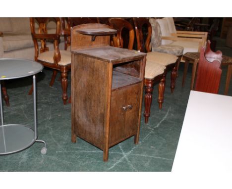 Oak bedside table with shelf and pair of cupboard doors, height 86 cm, width 37 cm, depth 36 cm