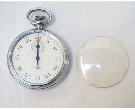 WWII 'WALTHAM' MILITARY STOPWATCH
British issue, with chromed case, the backplate marked with arrow 'F 160' and '1/5 Sec.T.P.
