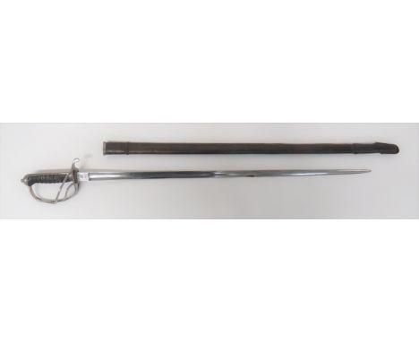 Royal Artillery Officer's Pattern Sword35 inch, heavily polished, single edged blade with wide fuller.  Back edge numbered 12