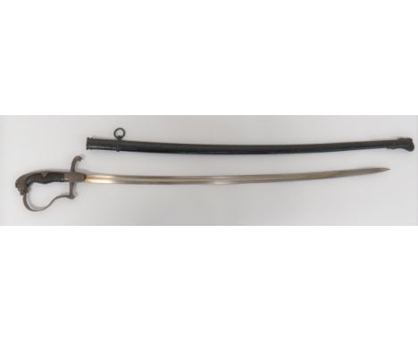 Imperial German Artillery Officer's Sword32 1/4 inch, single edged, slightly curved, narrow blade with fuller.  Steel crossgu