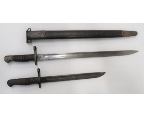 American P1917 Bayonet17 inch, single edged blade with narrow fuller.  Forte with maker "W" (Winchester) and US flaming grena