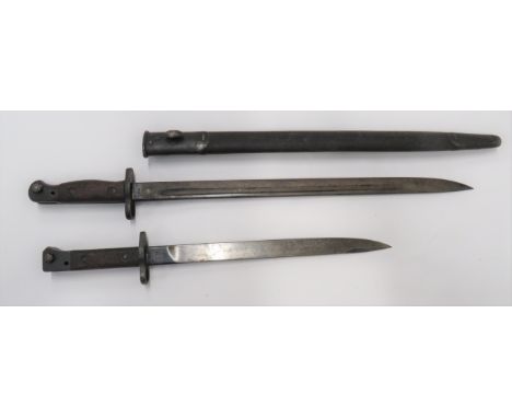 1907 Pattern SMLE Bayonet and Indian SMLE Bayonet17 inch, single edged blade with narrow fuller.  Forte with maker "W.S.C." d