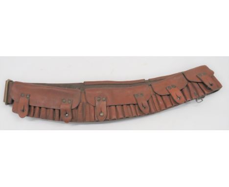 Boer War Period Mounted Infantry Ammunition Bandoliertan leather shoulder belt with 90 ammunition loops.  All covered by flap