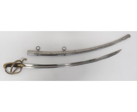 Early 19th Century French Hussars / Light Infantry Sword 32 1/2 inch, single edged, slightly curved blade with large fuller. 