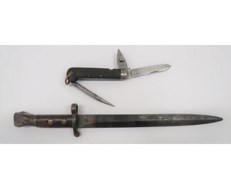 1888 MKI 2nd Type Drill Purpose Bayonet11 3/4 inch, double edged blade with blunted point.  Forte marked with crowned VR over