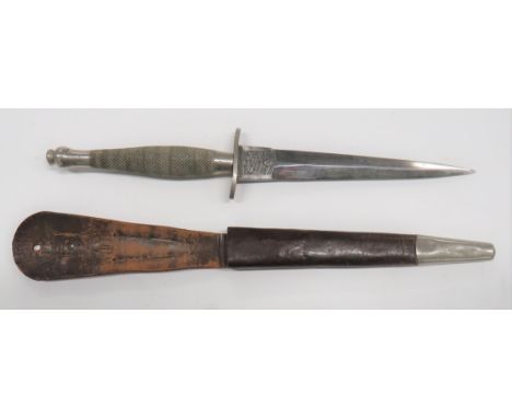 WW2 1st pattern Fairbairn-Sykes Commando Fighting Knife.   A very good and rare carried example. The hilt with nickel grip of