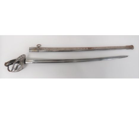 M1890 French Made Chilean Contract Trooper's Sword33 1/4 inch, single edged, slightly curved blade with wide fuller.  Spine w