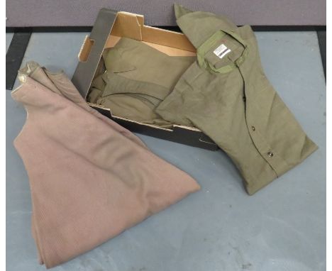 Pair of Military Pattern Jodhpurs and Two Shirtskhaki pink twill, high V back, wide leg jodhpurs.  Slash waist pockets and hi