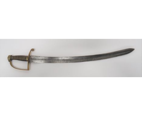 Scarce Police Issued Etched Blade Cutlass23 inch, single edged, slightly curved blade with rear back edge sharpened point.  E
