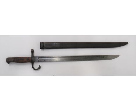 Japanese Type 30 Hook Quillon Bayonet15 1/2 inch, single edged blade with narrow fuller.  Forte with arsenal stamp.  Steel ho