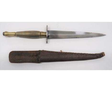 Unusual Field Personalised Fairburn-Sykes Commando Fighting Knife2nd pattern example.  6 1/2 inch, double edged blade.  The o