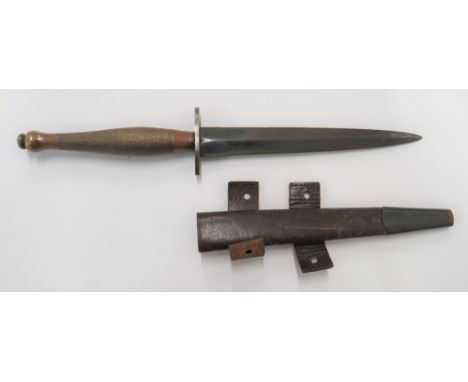 WW2 2nd Pattern "B2" Fairburn-Sykes Commando Fighting Knife6 1/2 inch, double edged blade (tip resharpened).  Blued steel, ov