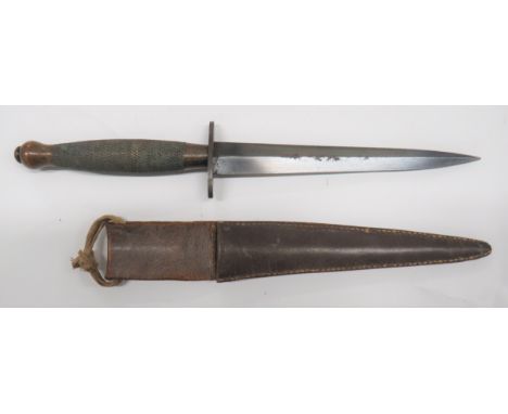 WW2 2nd pattern Fat Grip Fairbairn-Sykes WD Arrow 4 Parkerised Commando Fighting Knife.  A good and scarce Fatboy grip exampl