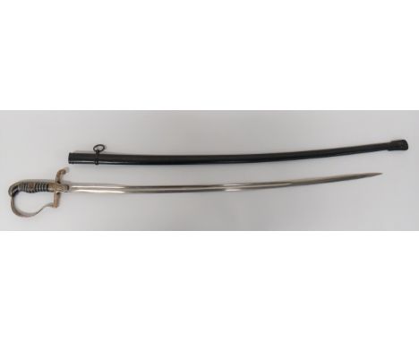 Third Reich German Officer's Sword32 3/4 inch, single edged, slightly curved, narrow blade with fuller.  The forte with maker