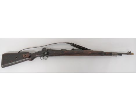 Deactivated German K98 WW2 Dated Issue Rifle23 3/4 inch, 7.92 mm barrel.  Front sight.  Rear ladder sight.  Blued action date