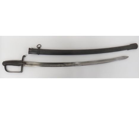 1833 Model Italian Mounted Artillery Sword32 1/2 inch, single edged, slightly curved blade with large fuller.  Steel, D shape